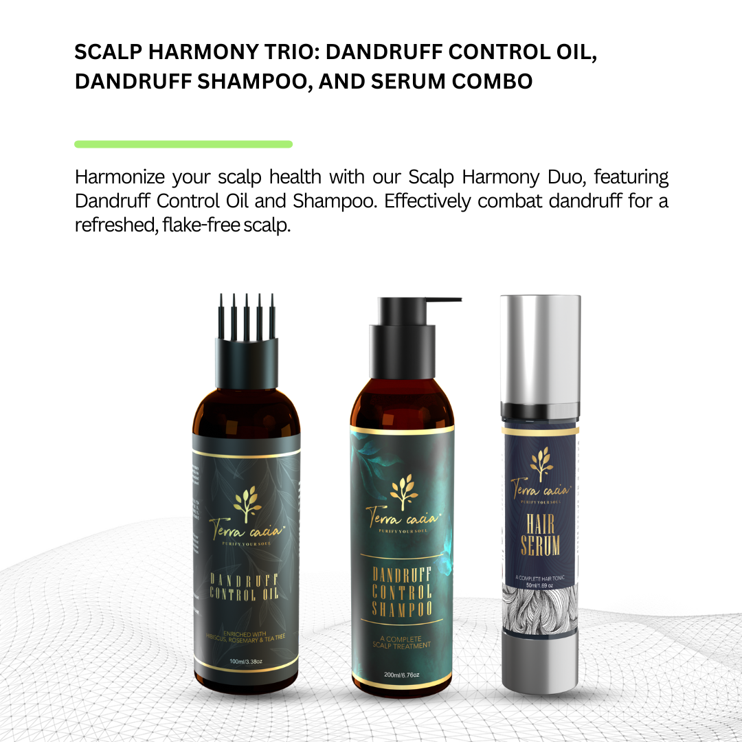 Scalp Harmony Trio: Dandruff Control Oil, Dandruff Shampoo, and Serum Combo