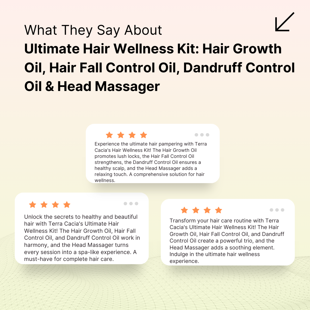 Ultimate Hair Wellness Kit: Hair Growth Oil, Hair Fall Control Oil, Dandruff Control Oil & Head Massager