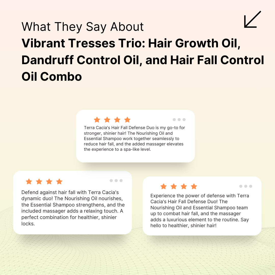 Vibrant Tresses Trio: Hair Growth Oil, Dandruff Control Oil, and Hair Fall Control Oil Combo