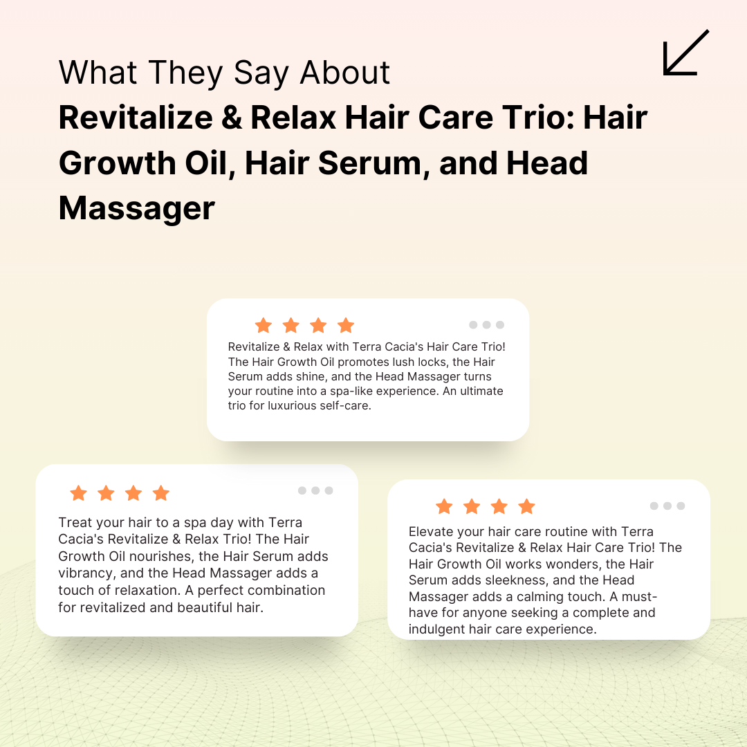 Revitalize & Relax Hair Care Trio: Hair Growth Oil, Hair Serum, and Head Massager