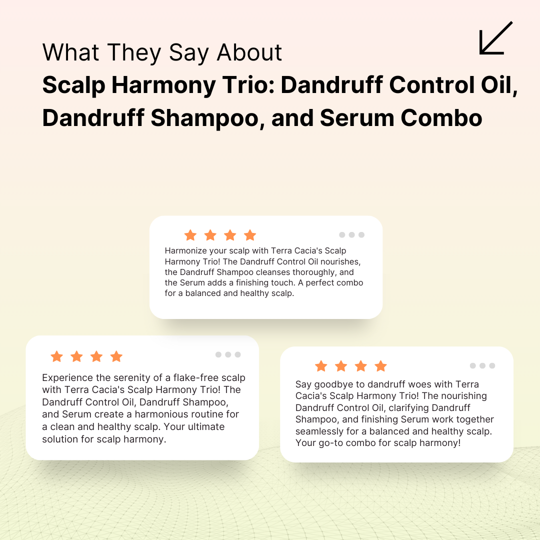 Scalp Harmony Trio: Dandruff Control Oil, Dandruff Shampoo, and Serum Combo