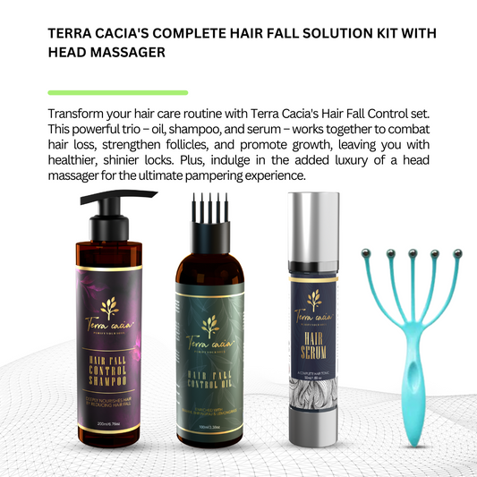 Terra Cacia's complete Hair fall Solution kit with Head Massager