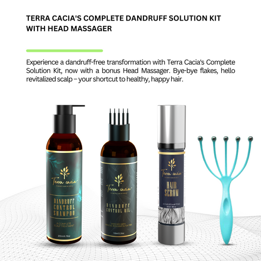 Terra Cacia's Complete Dandruff Solution kit with Head Massager